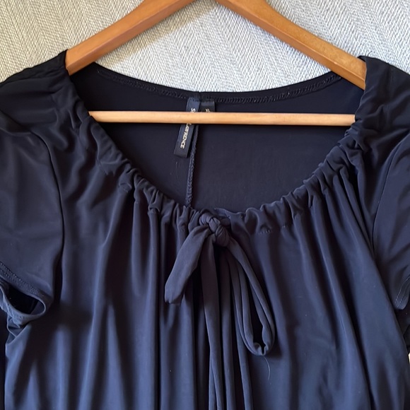 Black Drawstring Neck Blouse. Size XL - Picture 3 of 4